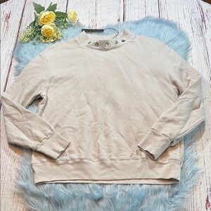 NWT Monrow Mock Neck Sweatshirt with Eyelets Sz S